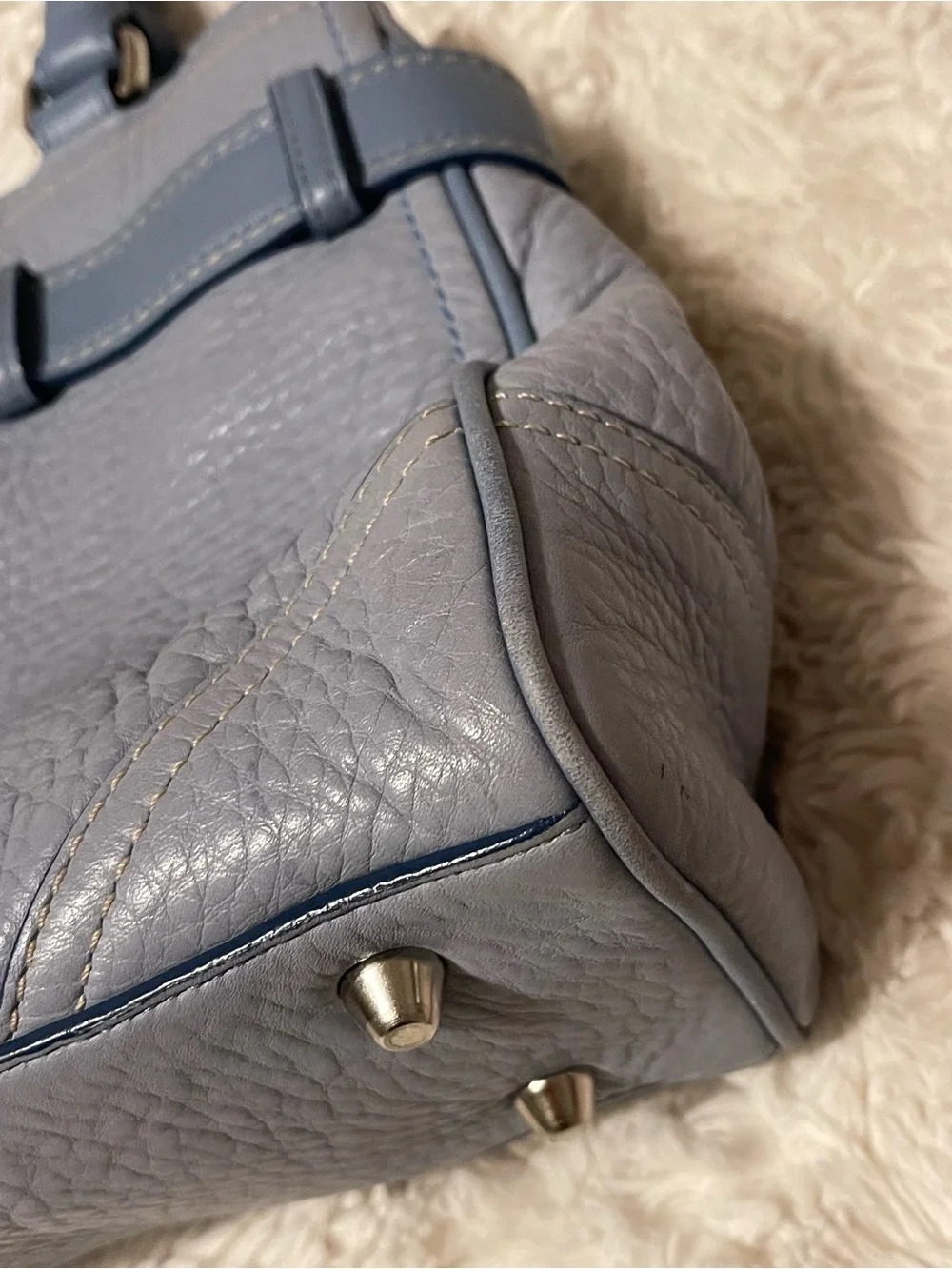 Vtg Y2K Coach Hamptons Light Blue Leather Satchel Toggle Clasp Tote Bag F10688